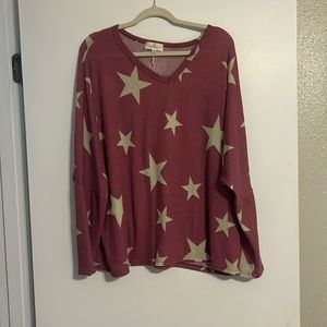 Mauve Thermal Long Sleeve Top with Stars